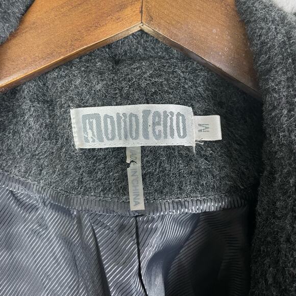 Monoreno | Gray Fleece Button Front Large Collar Double Breasted Classic Peacoat - Picture 10 of 11